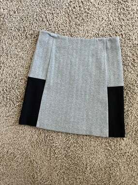 NWT Mo:vint Anthropologie Gray Black Colorblock Mini A-line Skirt Cotton sz M